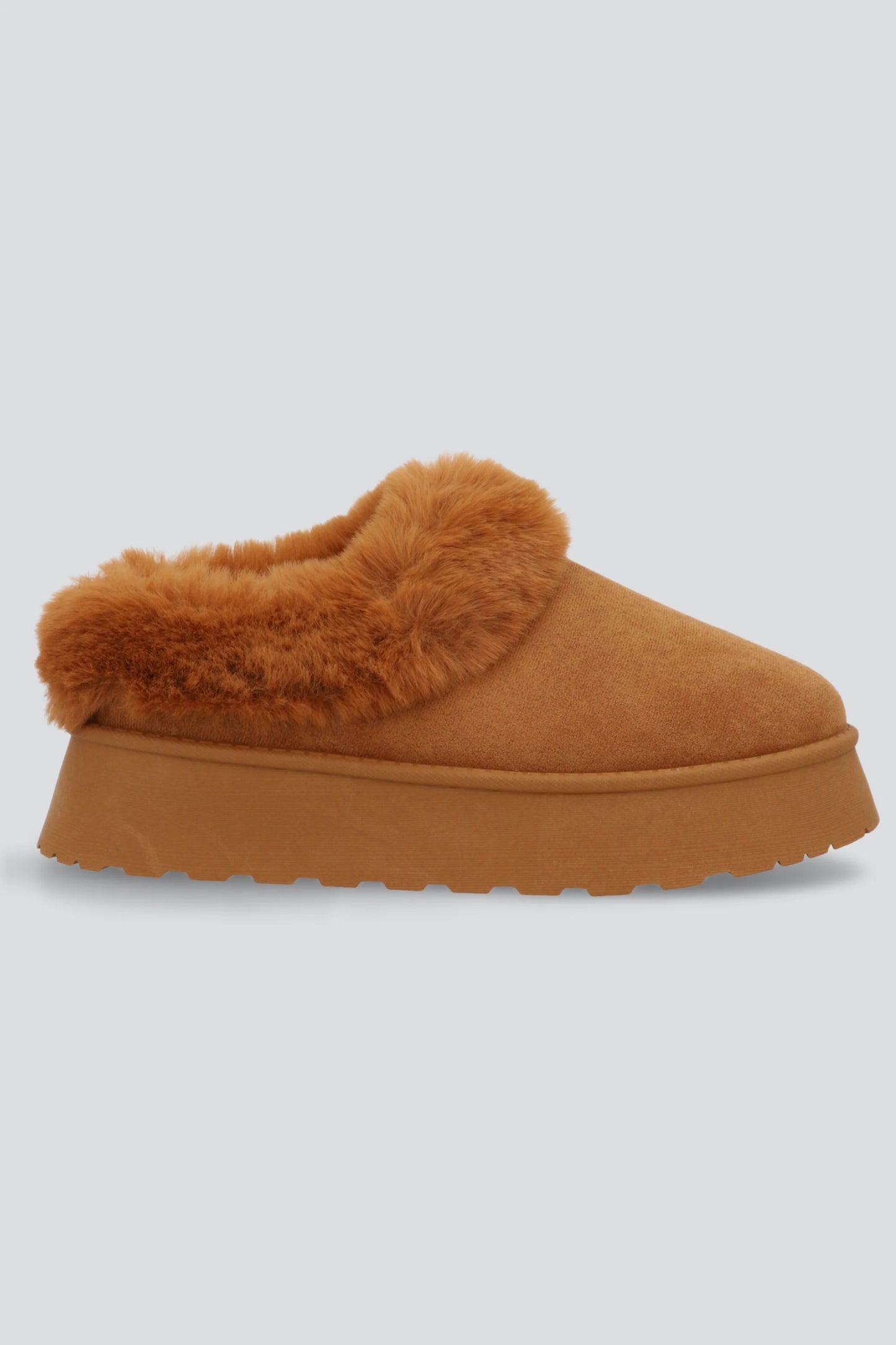 Pantuflas Plataforma Cozy Suede Beige