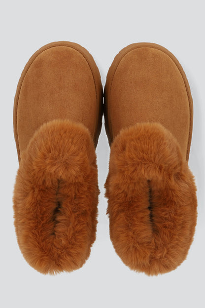 Pantuflas Plataforma Cozy Suede Beige