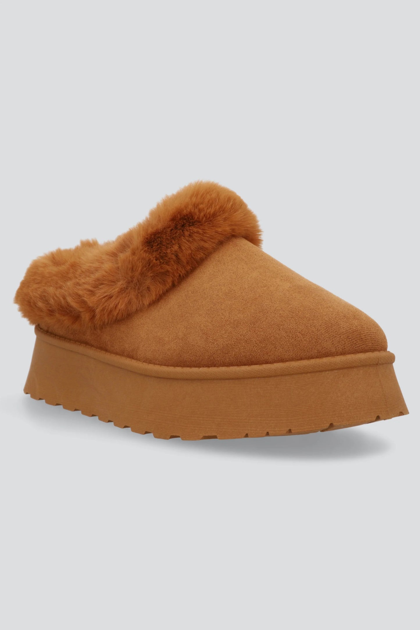 Pantuflas Plataforma Cozy Suede Beige