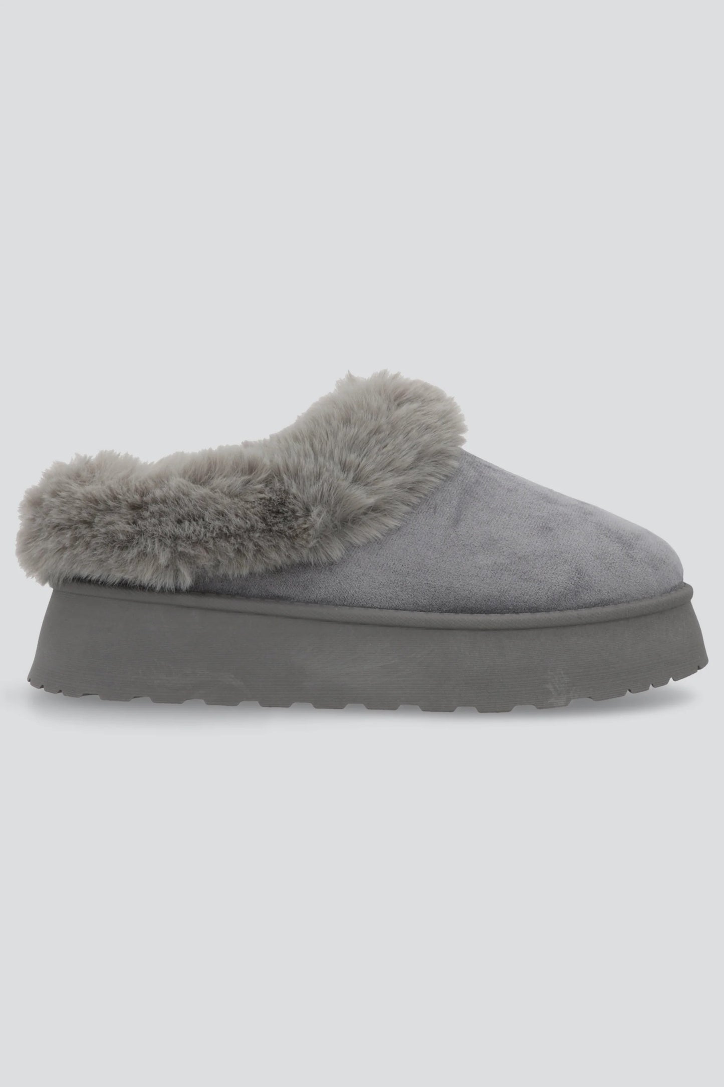Pantuflas Plataforma Cozy Suede Beige