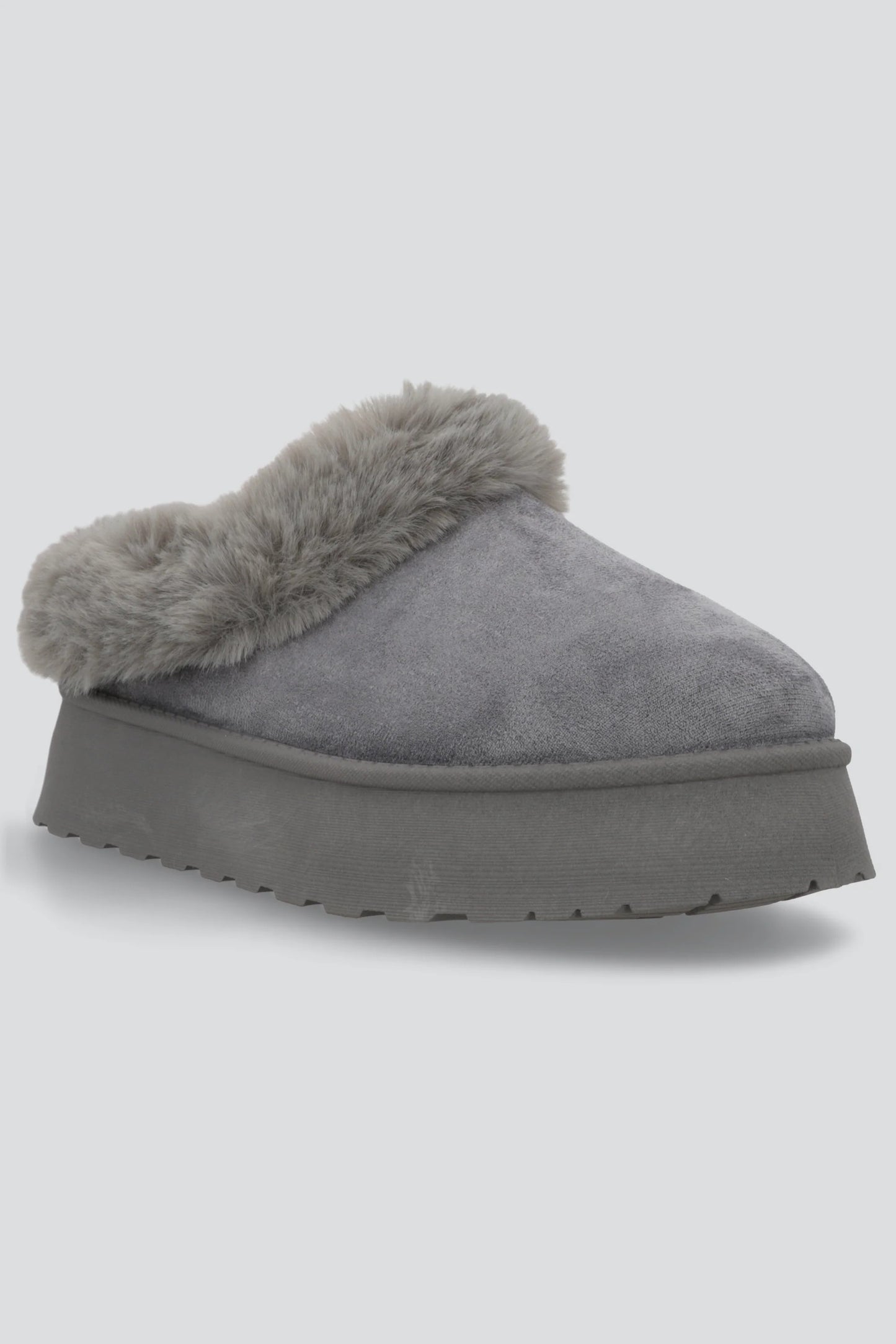 Pantuflas Plataforma Cozy Suede Beige